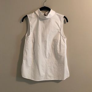 White Turtleneck Sleeveless Blouse
